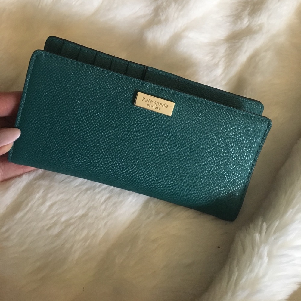 TEAL Kate Spade wallet! 12 credit card slots!